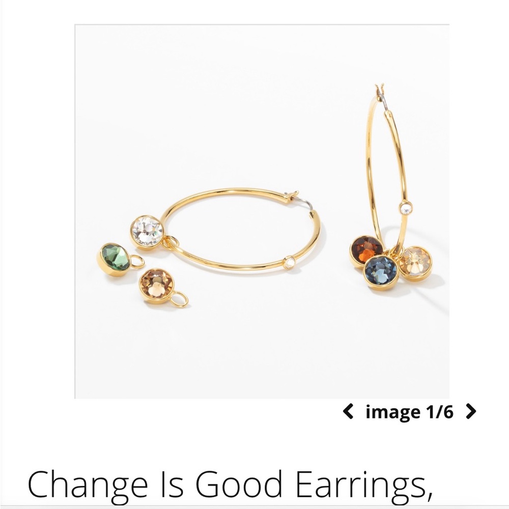 Touchstone Crystal Gold Hoops with Multicolor Charms